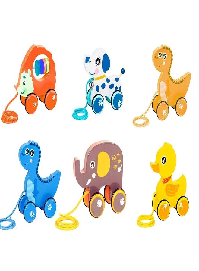 MUREN® Wooden Pull Along Car Toy 1+ Years, Wooden New Children's Trolley Animal Shape, Baby Toddler Drag Rope Toy- Random Design - Image 5